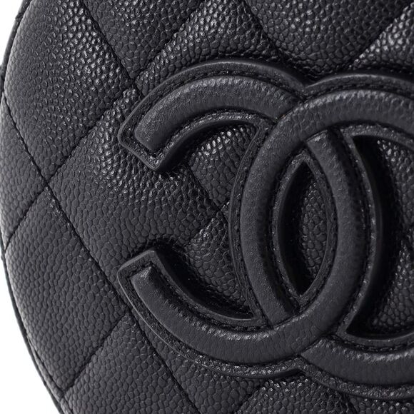 Chanel Round Vanity With Chain Quilted Caviar Small Black - Picture 6 of 7